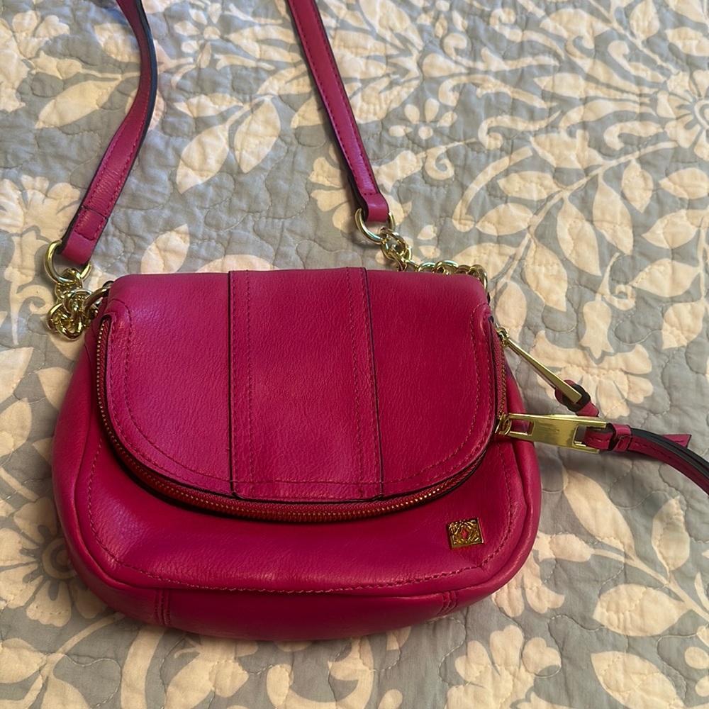 Kate Landry cross body bag gold chain accents Barbie barbiecore